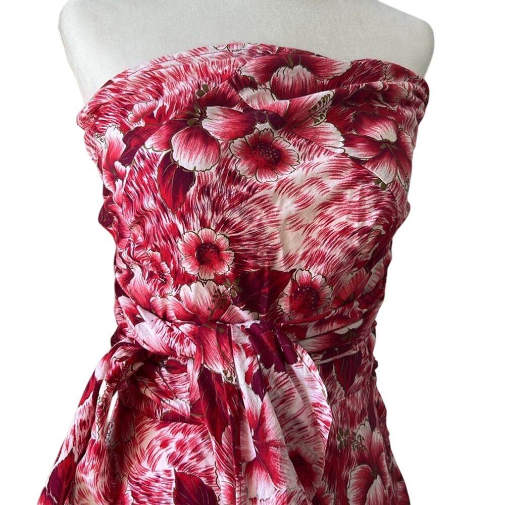Floral Strapless mini dress wrap Hand made cotton bespoke - Picture 4 of 10